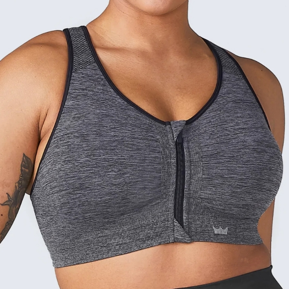 SHEFIT Lounge Zipper Sports Bra Graphite